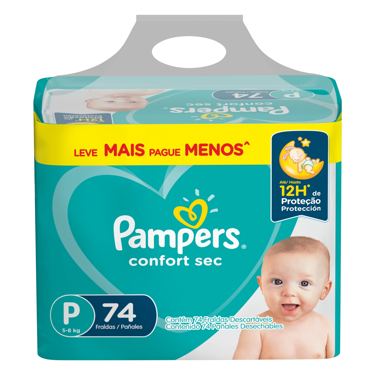 Fralda Descartável Infantil Pampers Confort Sec P Pacote 74 Unidades