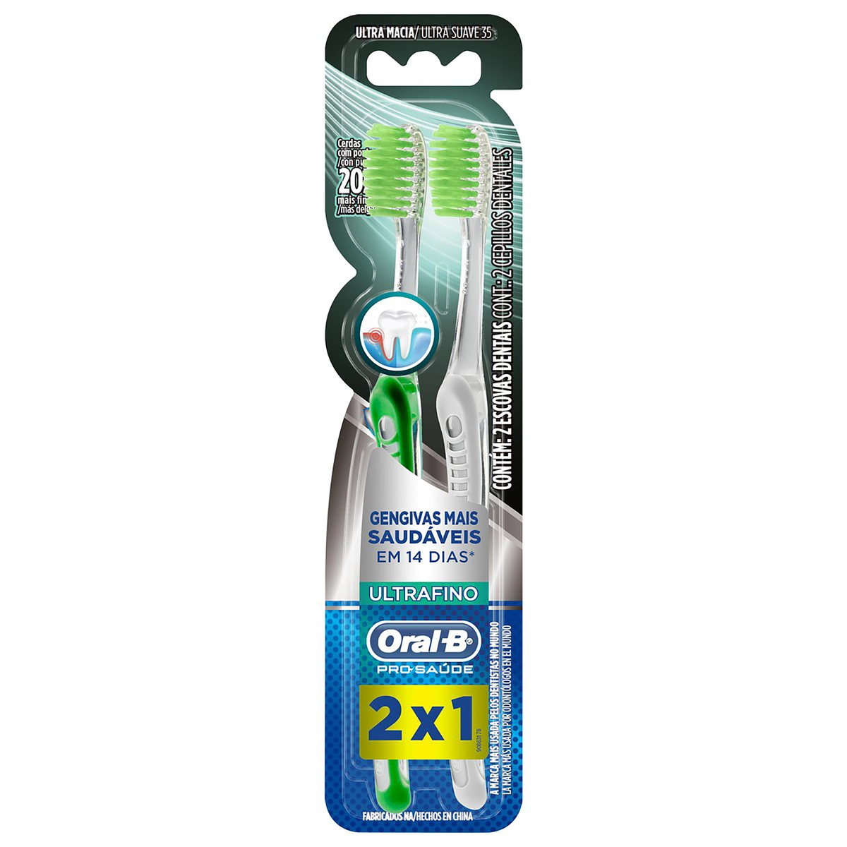 Escova Dental Ultramacia Ultrafino Oral B Pro Saúde 2 Unidades