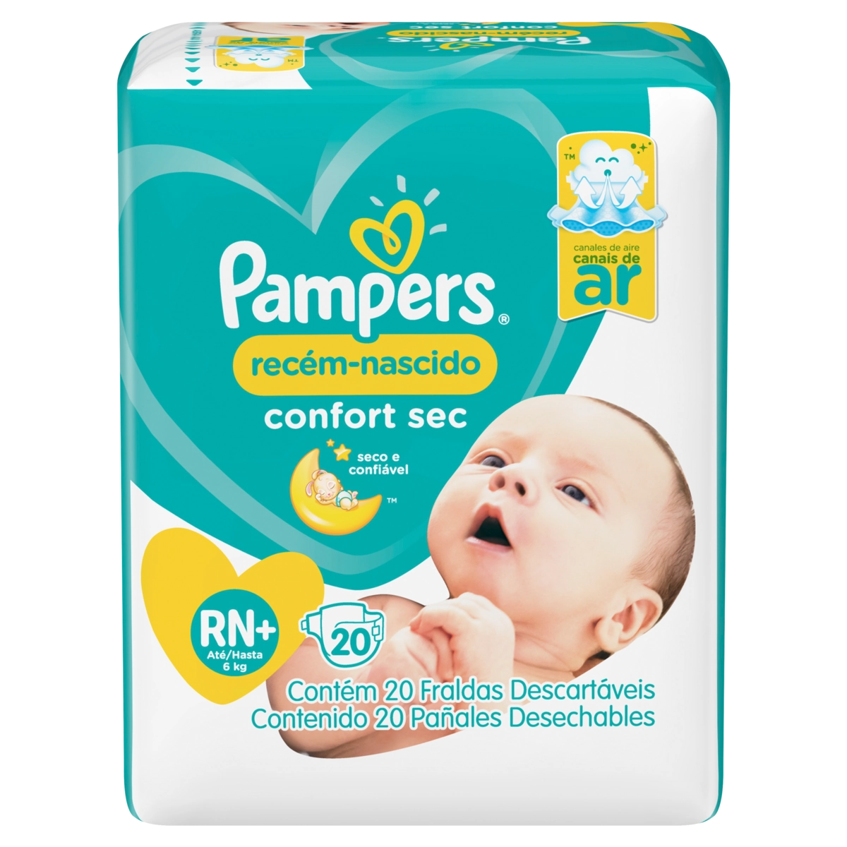 Fralda Descartável Infantil Pampers Confort Sec Rn Pacote 20 Unidades