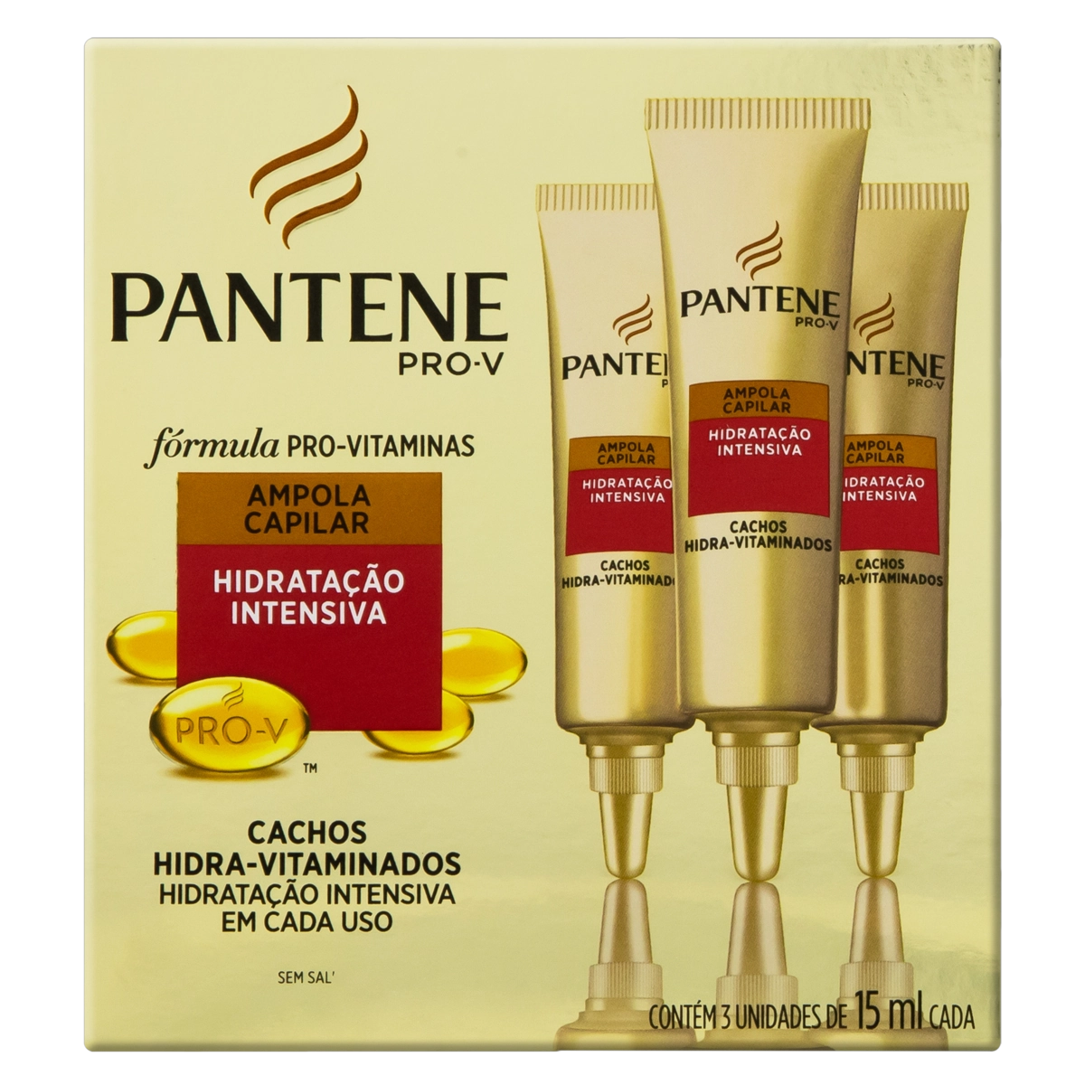 Ampola De Tratamento Pantene Cachos Hidra Vitaminados Caixa 3 Unidades 15ml Cada