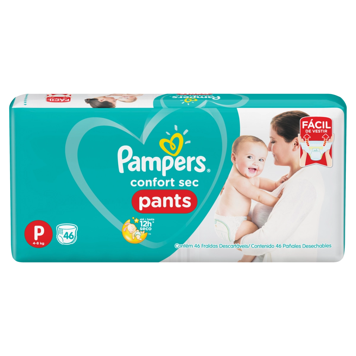 Fralda Descartável Infantil Pants Pampers Confort Sec P Pacote 46 Unidades