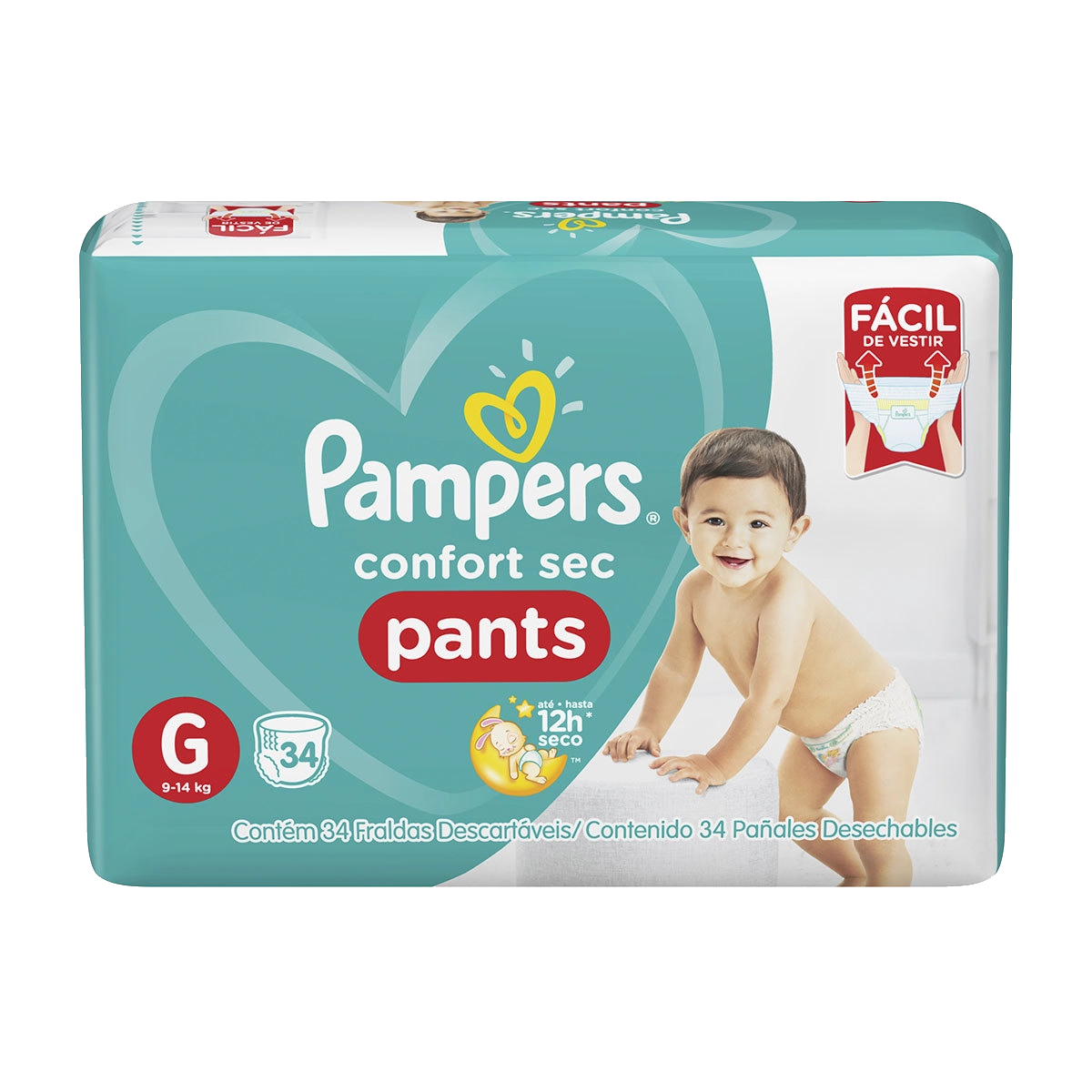 Fralda Descartável Infantil Pants Pampers Confort Sec G Pacote 34 Unidades