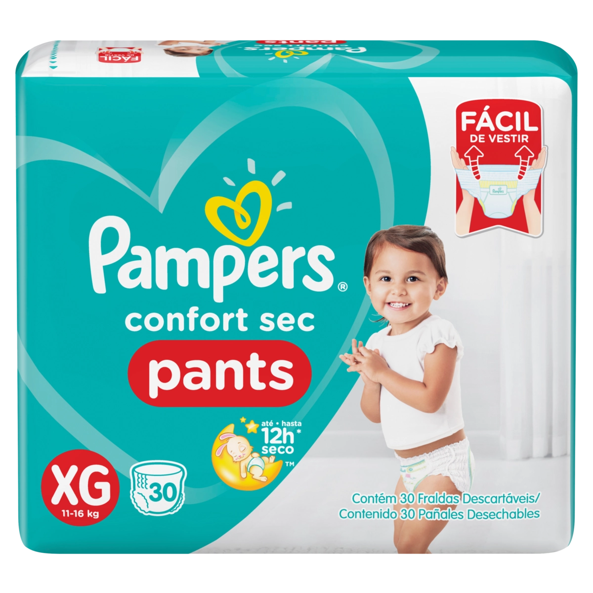 Fralda Descartável Infantil Pants Pampers Confort Sec Xg Pacote 30 Unidades