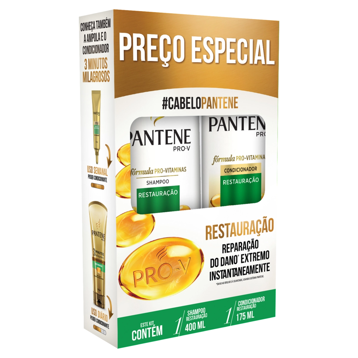 Kit Shampoo 400ml Condicionador 175ml Pantene Restauração