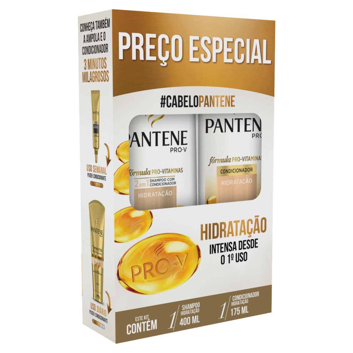 Kit Shampoo 400ml Condicionador 175ml Pantene Hidratação