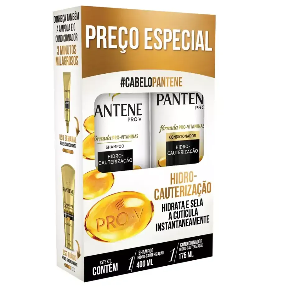 Kit Shampoo 400ml Condicionador 175ml Pantene Hidro Cauterização