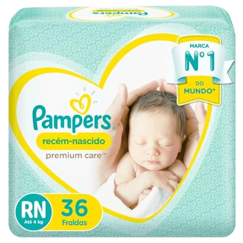 Fralda Descartável Recém Nascido Pampers Premium Care Rn Pacote 36 Unidades