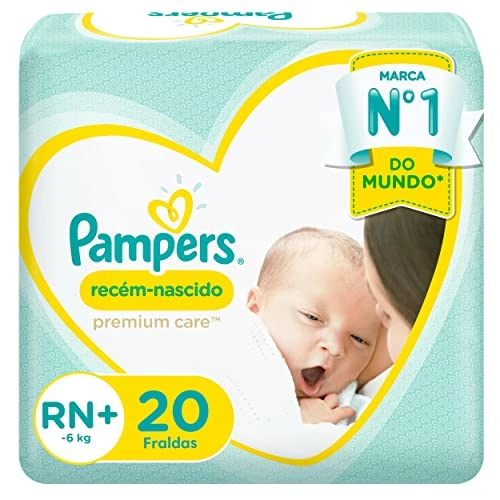 Fralda Descartável Recém Nascido Pampers Premium Care Rn Pacote 20 Unidades
