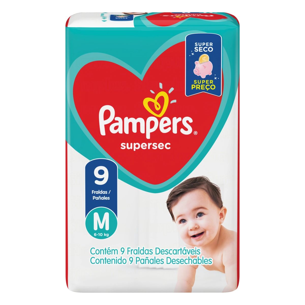 Fralda Descartável Infantil Pampers Supersec M Pacote 9 Unidades