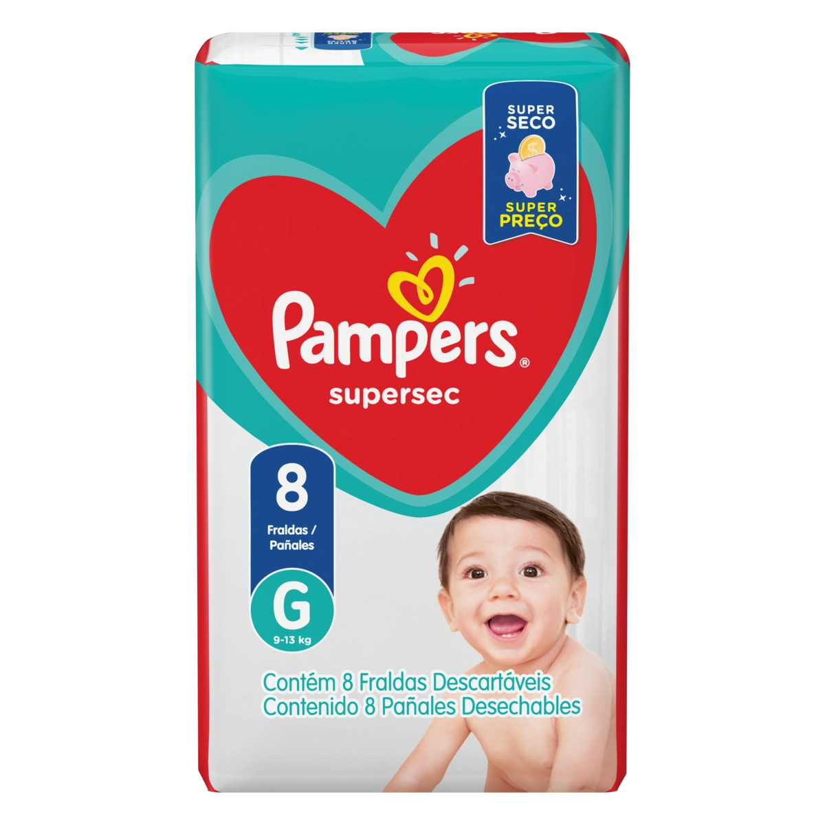 Fralda Descartável Infantil Pampers Supersec G Pacote 8 Unidades
