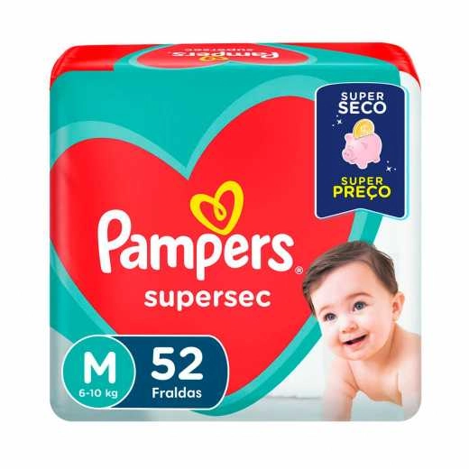 Fralda Descartável Infantil Pampers Supersec M Pacote 52 Unidades