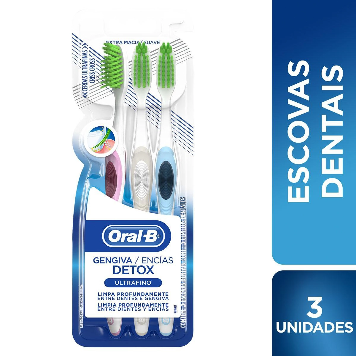 Escova Dental Extramacia Ultrafino Sensitive Oral B Gengiva Detox 40 3 Unidades