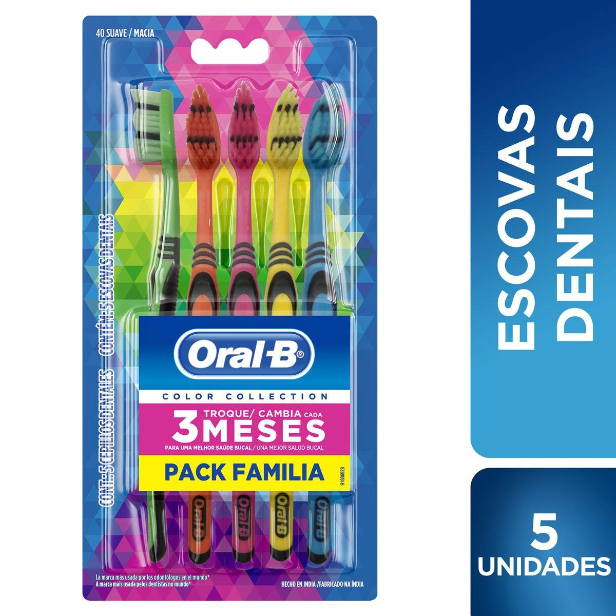 Escova Dental Suave Oral B Color Collection 5 Unidades