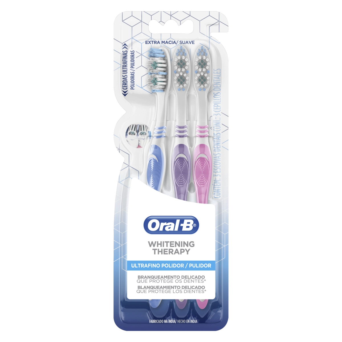 Escova Dental Extramacia Ultrafino Polidor Oral B Whitening Therapy 3 Unidades