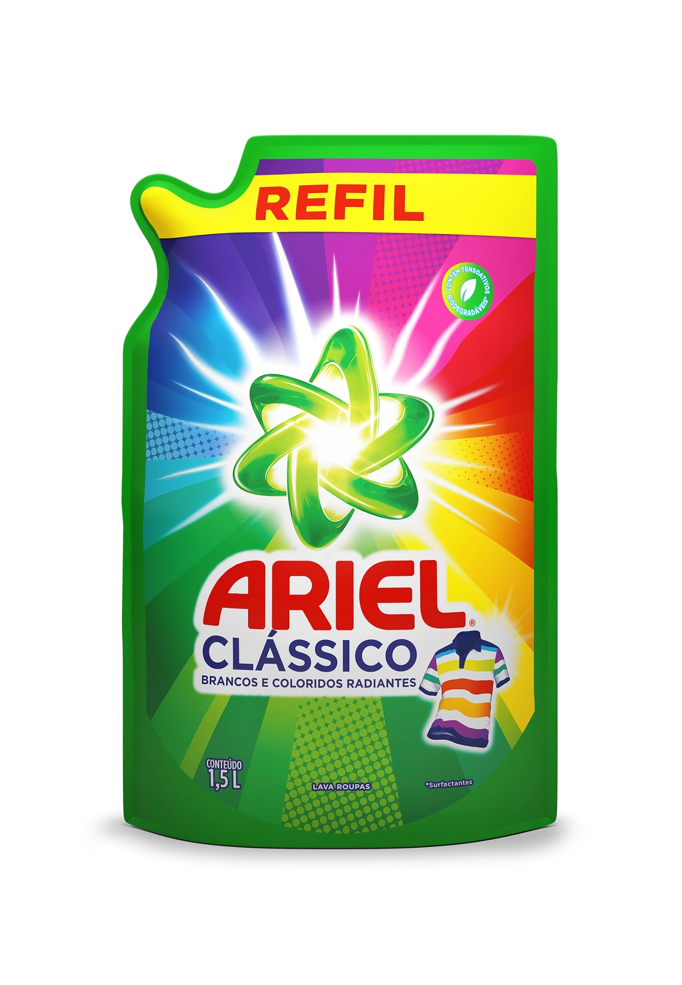 Lava Roupas Líquido Roupas Brancas E Coloridas Ariel Clássico Sachê 1,5l