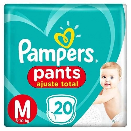 Fralda Descartável Infantil Pants Pampers Ajuste Total M Pacote 20 Unidades