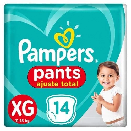 Fralda Descartável Infantil Pants Pampers Ajuste Total Xg Pacote 14 Unidades