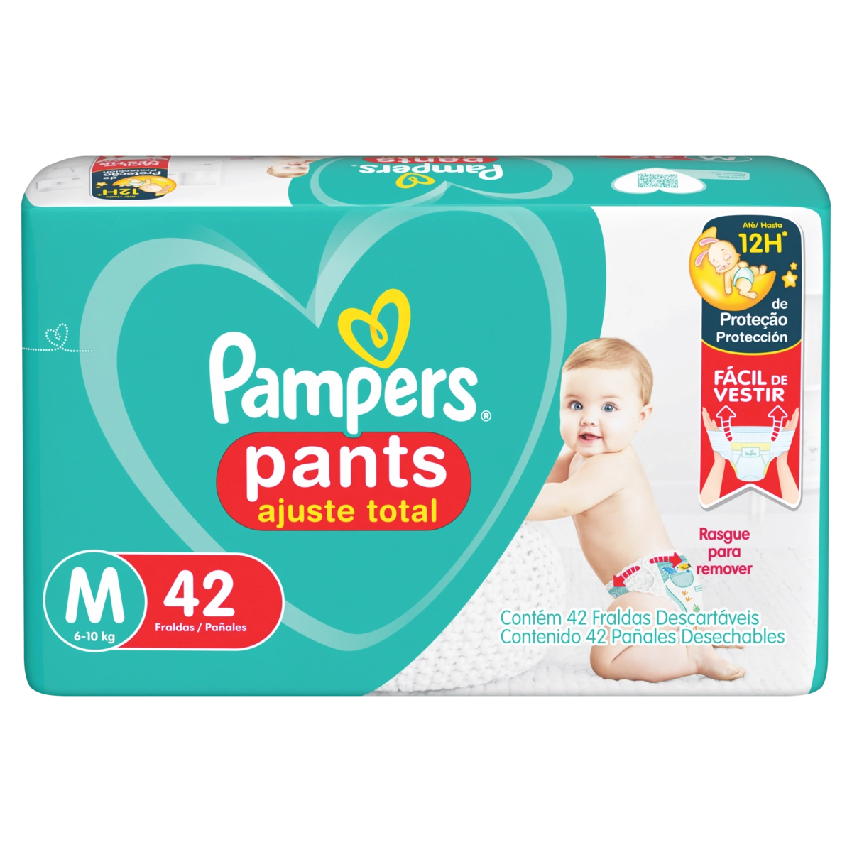 Fralda Descartável Infantil Pants Pampers Ajuste Total M Pacote 42 Unidades