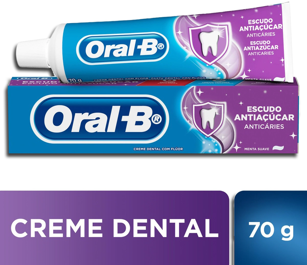 Creme Dental Menta Suave Oral B Escudo Antiaçúcar Caixa 70g