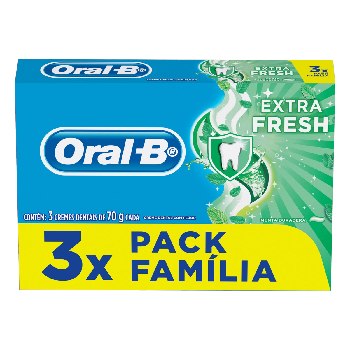 Pack Creme Dental Extra Fresh Oral B Caixa 3 Unidades 70g Cada Família