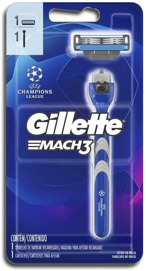 Aparelho Recarregável E Carga Para Barbear Uefa Champions League Gillette Mach3