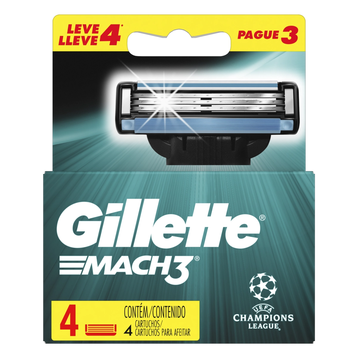 Carga De Aparelho Para Barbear Uefa Champions League Gillette Mach3 Leve 4 Pague 3 Unidades