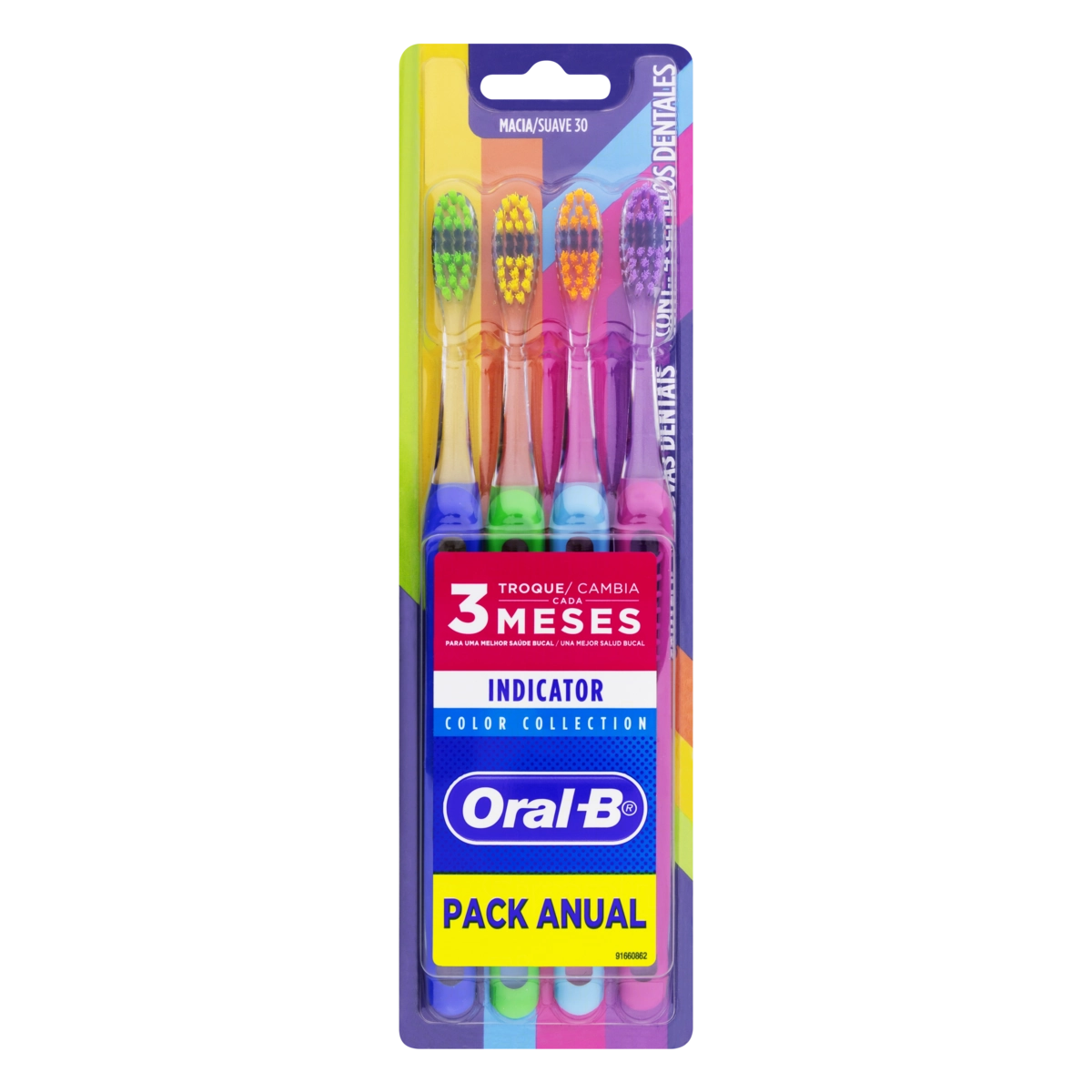 Escova Dental Macia Oral B Indicator Color Collection 4 Unidades