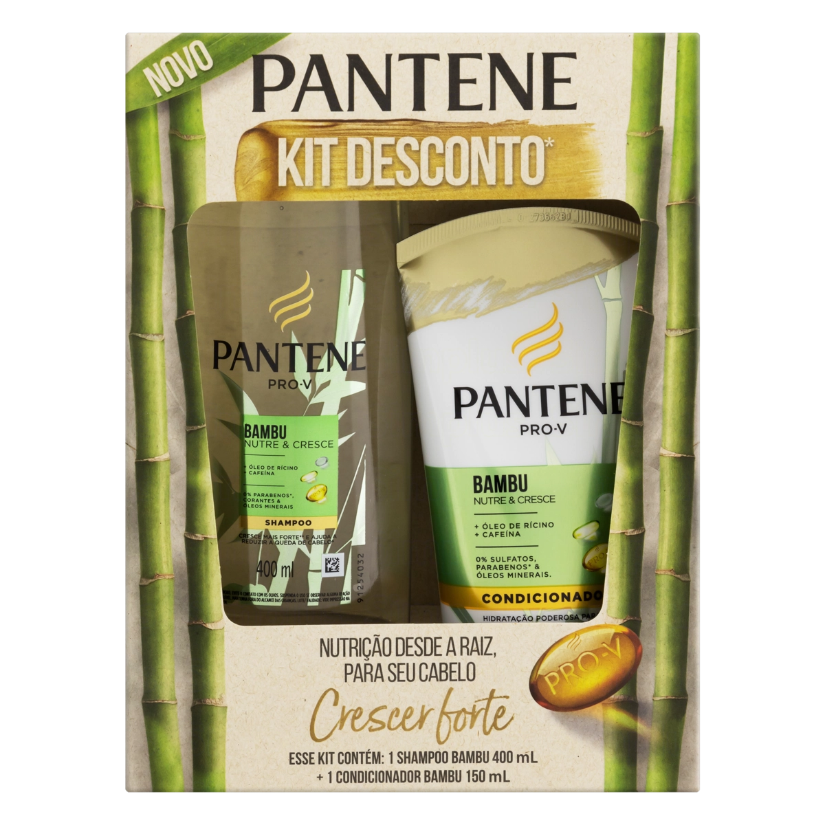 Kit Shampoo 400ml Condicionador 150ml Pantene Bambu Nutre Cresce