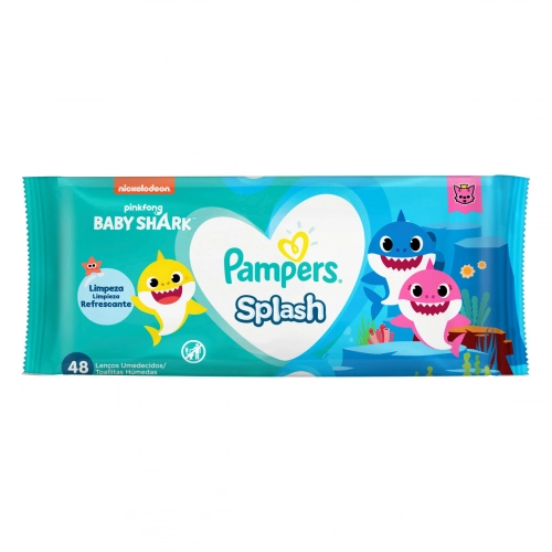 Lenço Umedecido Baby Shark Pampers Sempre Limpo Pacote 48 Unidades