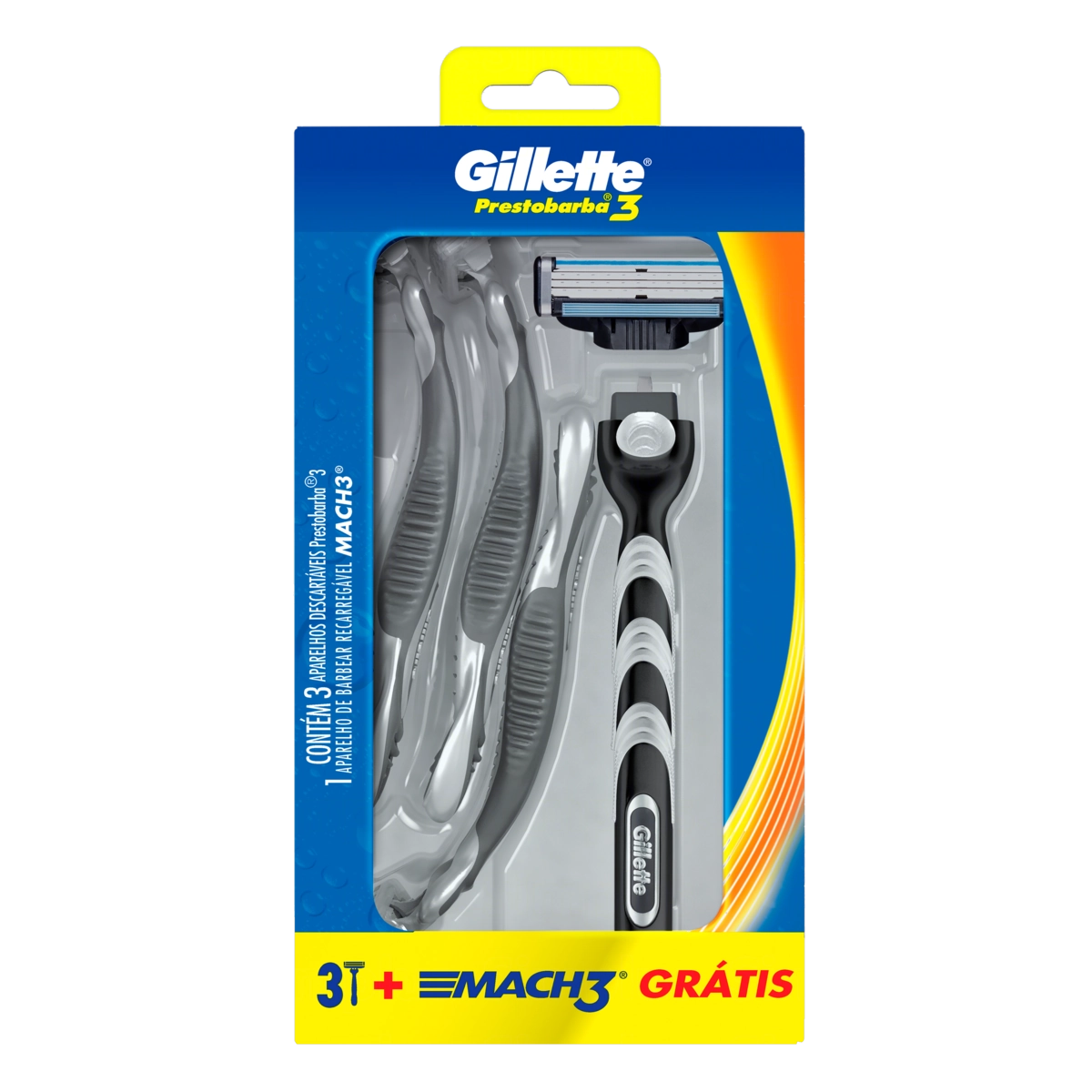 Kit Aparelho Descartável Para Barbear Gillette Prestobarba3 3 Unidades Grátis Aparelho Recarregável