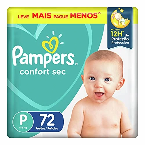 Fralda Descartável Infantil Pampers Confort Sec P Pacote 72 Unidades Leve Mais Pague Menos