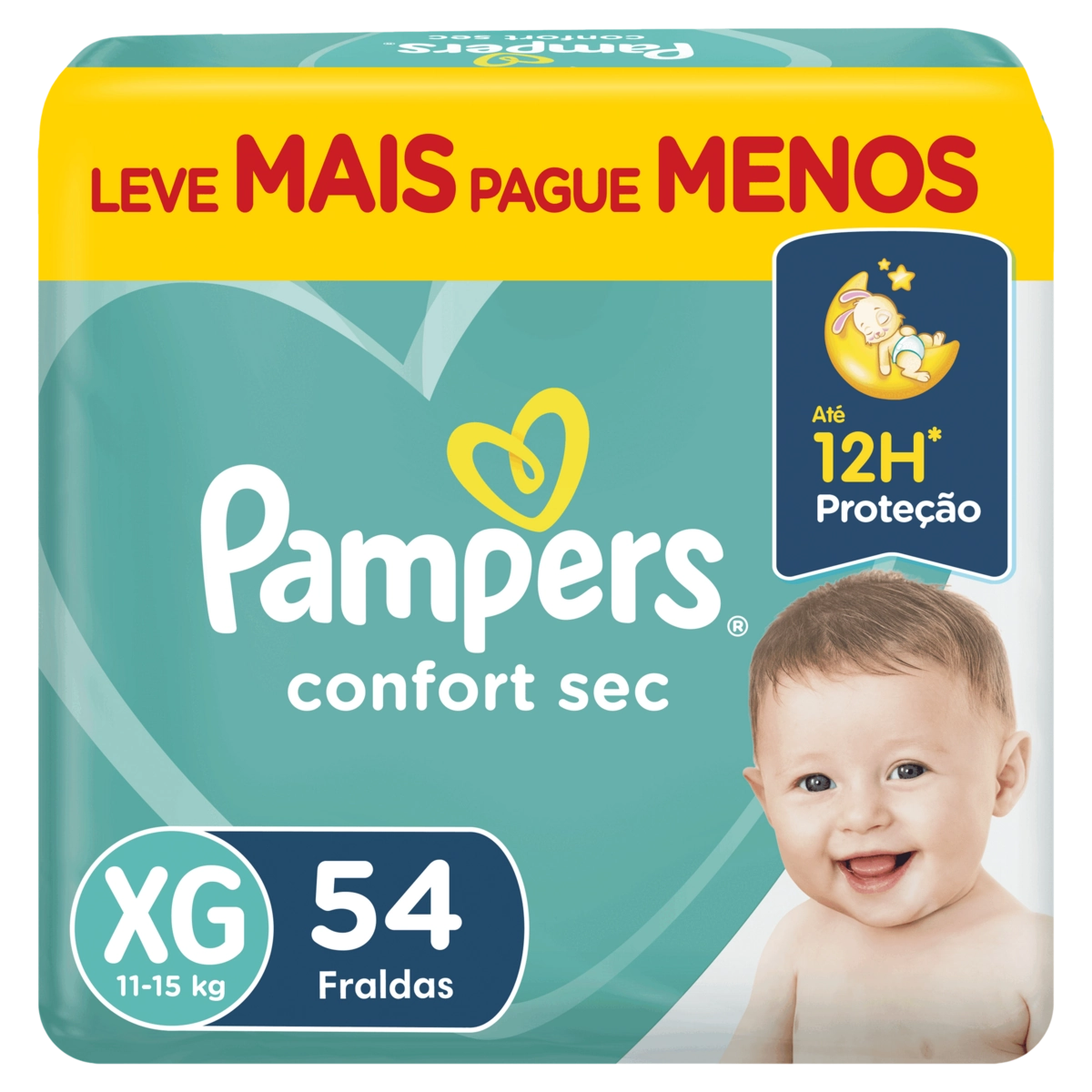 Fralda Descartável Infantil Pampers Confort Sec Xg Pacote 54 Unidades Leve Mais Pague Menos