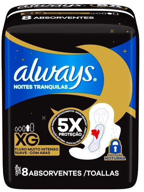 Absorvente Com Abas Suave Always Noites Tranquilas Xg Pacote 8 Unidades