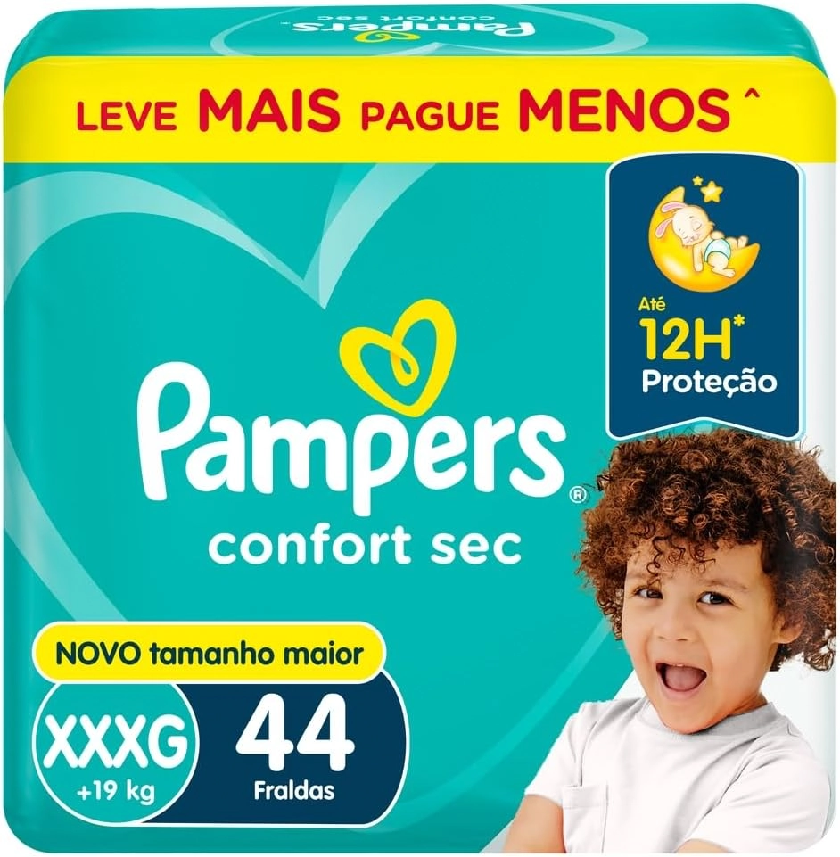 Fralda Descartável Infantil Pampers Confort Sec Xxxg Pacote 44 Unidades Leve Mais Pague Menos