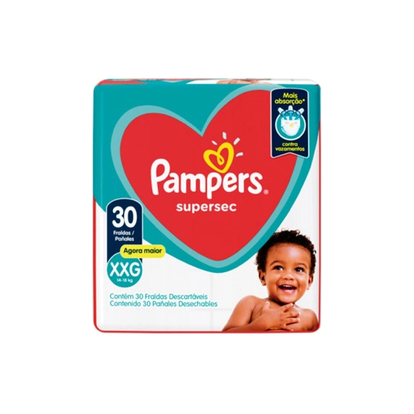 Fralda Descartável Infantil Pampers Supersec Xxg Pacote 30 Unidades