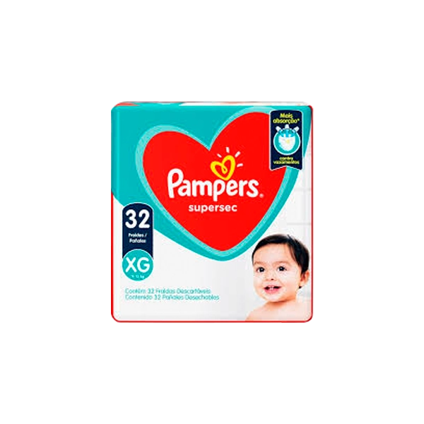 Fralda Descartável Infantil Pampers Supersec Xg Pacote 32 Unidades