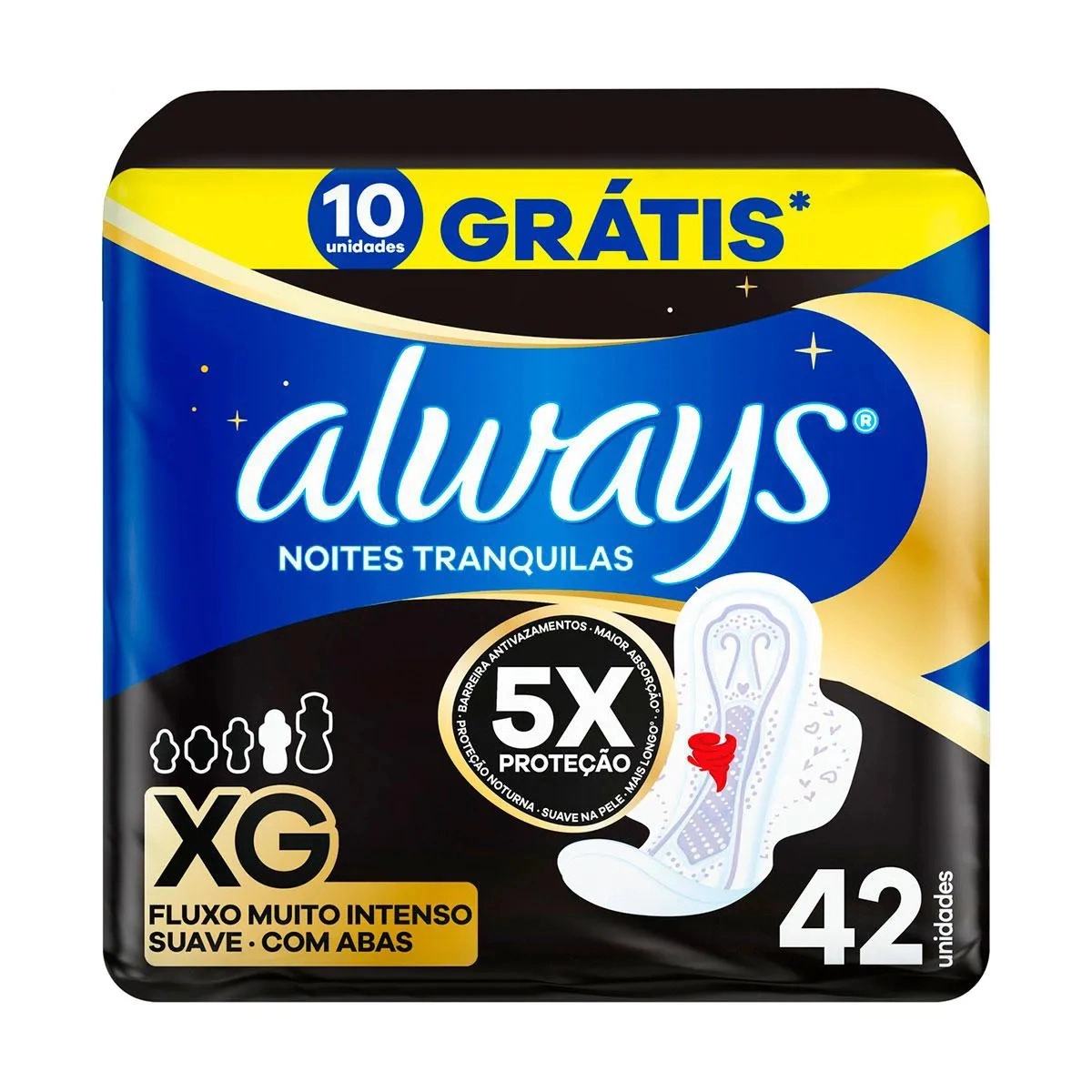 Absorvente Noturno Always Suave Com Abas Xg 42 Unidades