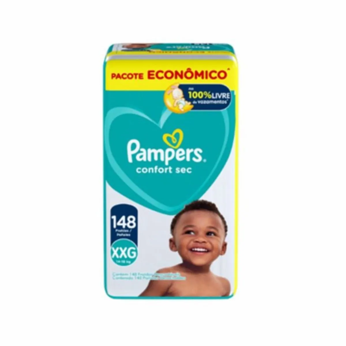 Fralda Descartável Infantil Pampers Comfort Sec Xxg 14 A 18Kg Pacote 148 Unidades