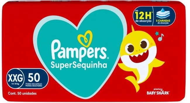 Fralda Descartável Infantil Pampers Supersequinha Xxg Pacote 50 Unidades
