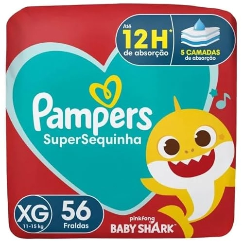 Fralda Descartável Infantil Pampers Supersequinha Xg Pacote 56 Unidades