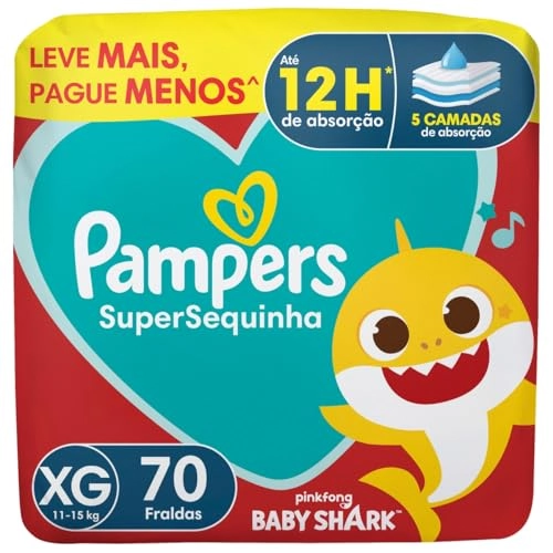 Fralda Descartável Infantil Pampers Supersequinha Xg Pacote 70 Unidades Leve Mais Pague Menos
