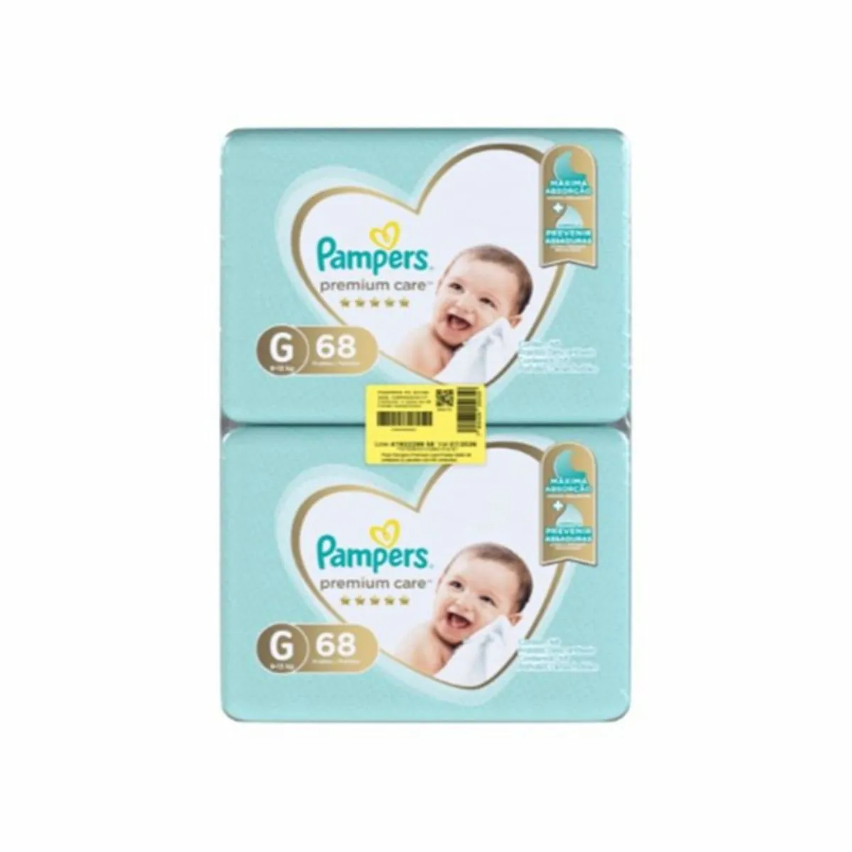 Pack Fralda Descartável Infantil Pampers Premium Care G 9 A 13Kg Pacote 2 Unidades 68 Fraldas Cada P