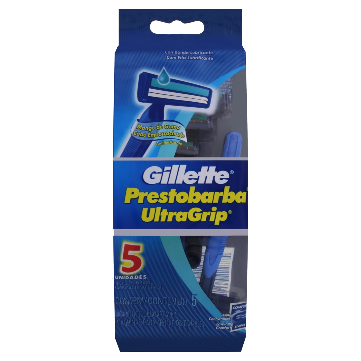 Aparelho Descartável Para Barbear Gillette Prestobarba Ultragrip 5 Unidades
