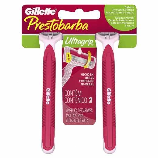 Pack Aparelho Descartável Para Depilar Cabeça Móvel Gillette Prestobarba Ultragrip 12 Unidades