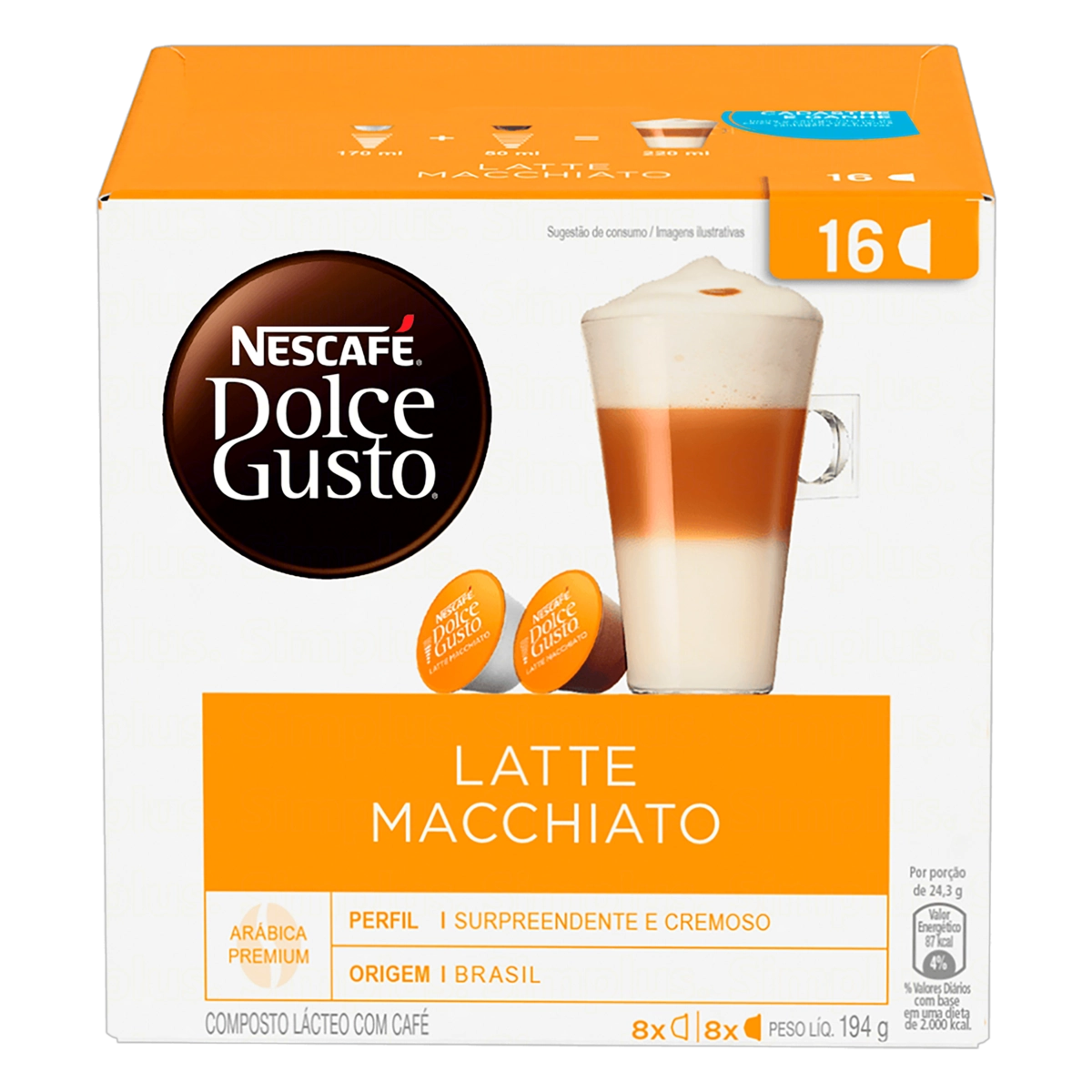 Composto Lácteo Em Cápsula Latte Macchiato Nescafé Dolce Gusto Caixa 194g 16 Unidades