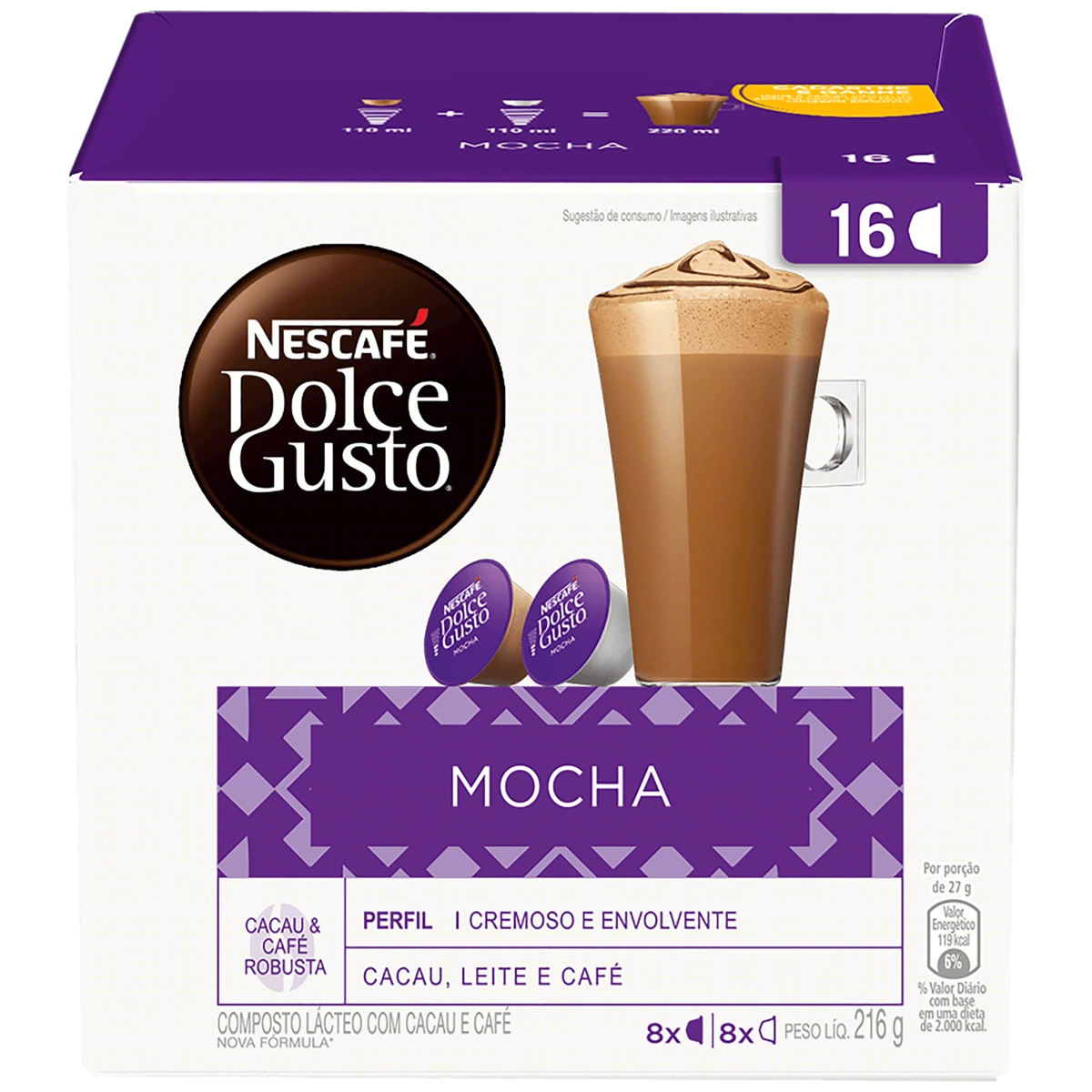 Composto Lácteo Em Cápsula Mocha Nescafé Dolce Gusto Caixa 216g 16 Unidades