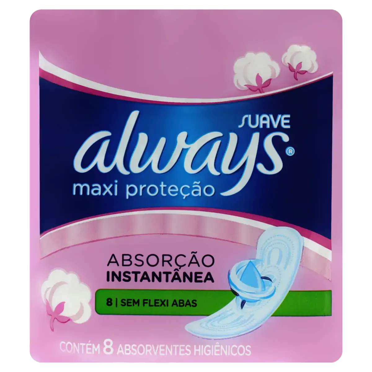 Absorvente Sem Abas Suave Always Maxi Proteção Pacote 8 Unidades