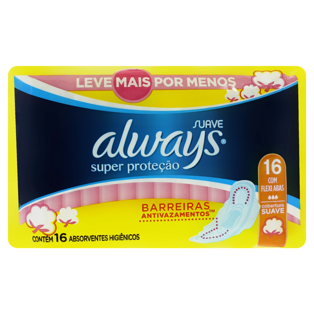 Absorventes Com Abas Suave Always Super Proteção Pacote 16 Unidades Leve Mais Pague Menos