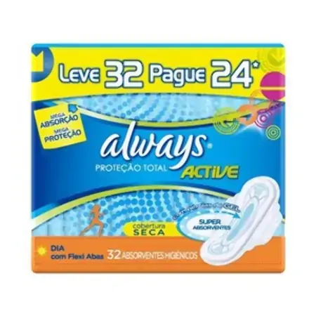 Always Active Proteção Total Com Abas 32 Unidades
