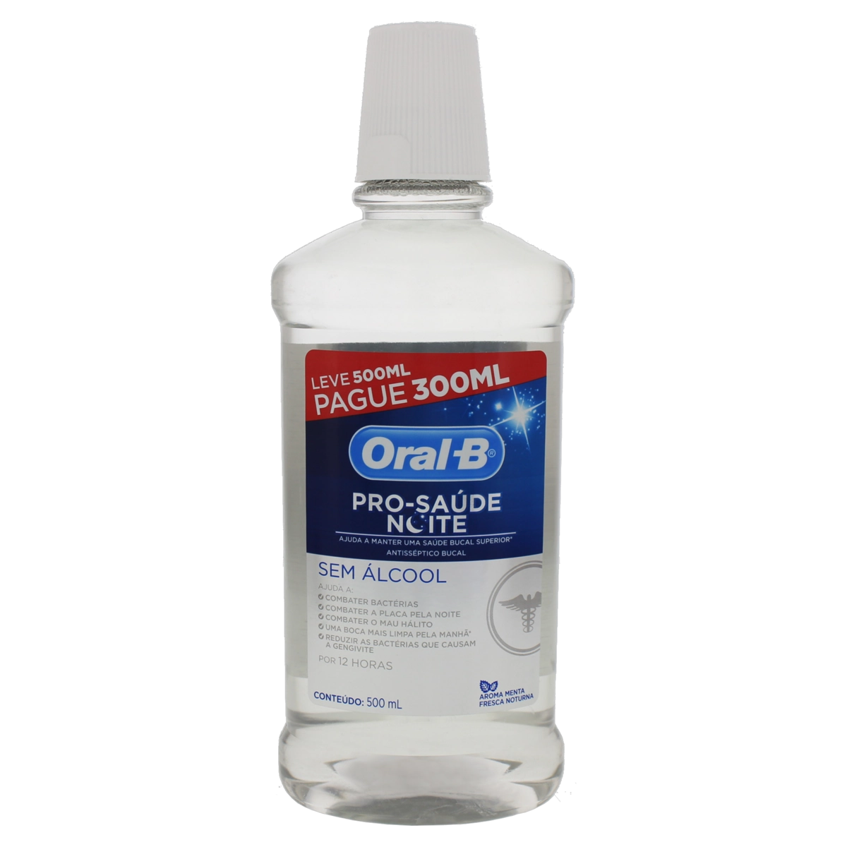 Enxaguante Bucal Antisséptico Zero álcool Menta Fresca Oral B Pro Saúde Noite Frasco Leve 500ml Pagu